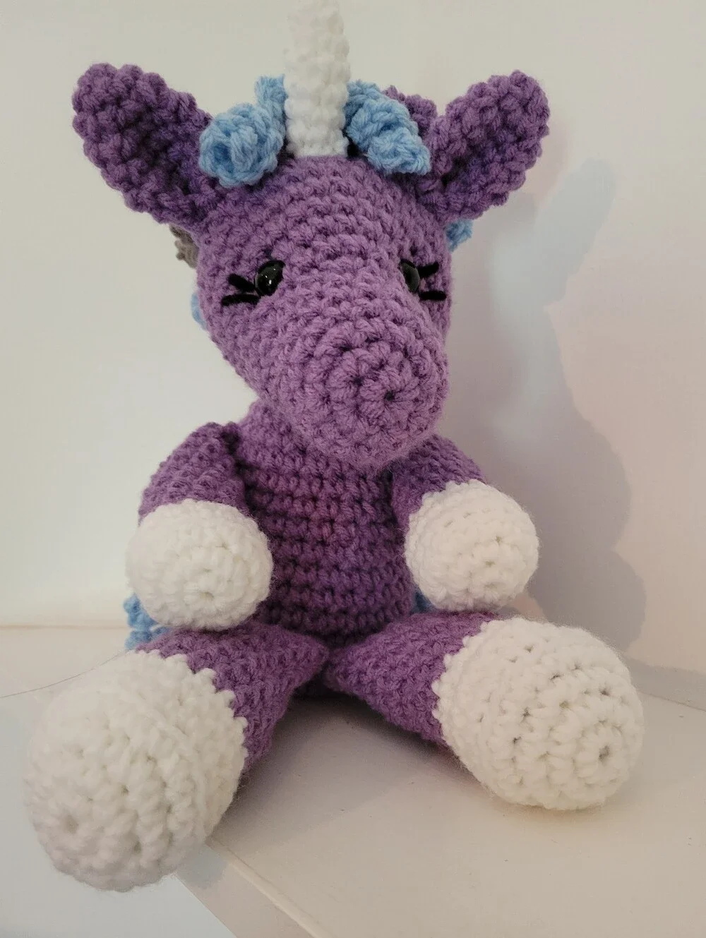 Unicorn Crochet Purple With Blue White And Gray Toddler Baby Lovey Horse